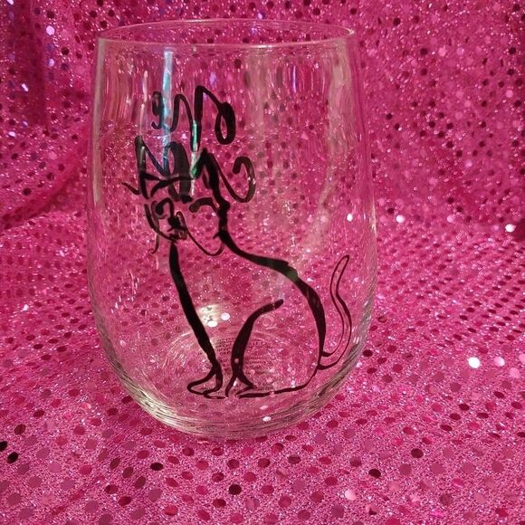 Chelsea Petaja Cat's Meow Tumblers 18 OZ One Cool Cat Stemless Wine Glasses Set - Picture 5 of 16